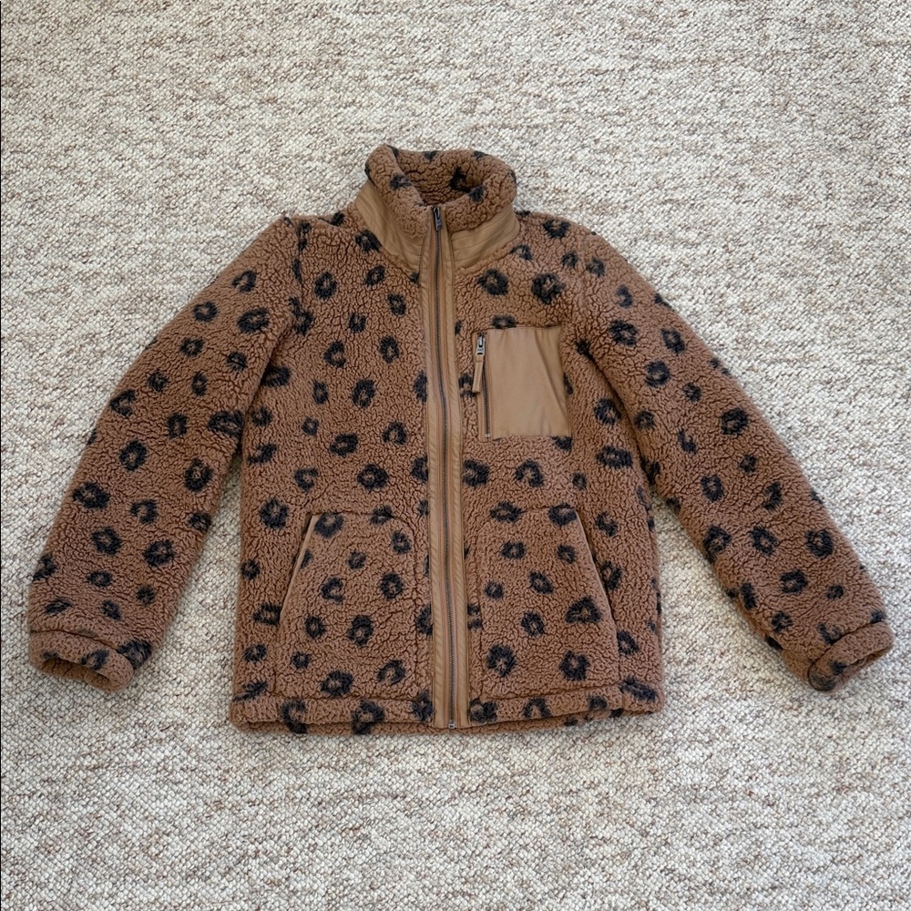 A&F Brown Leopard Print Sherpa